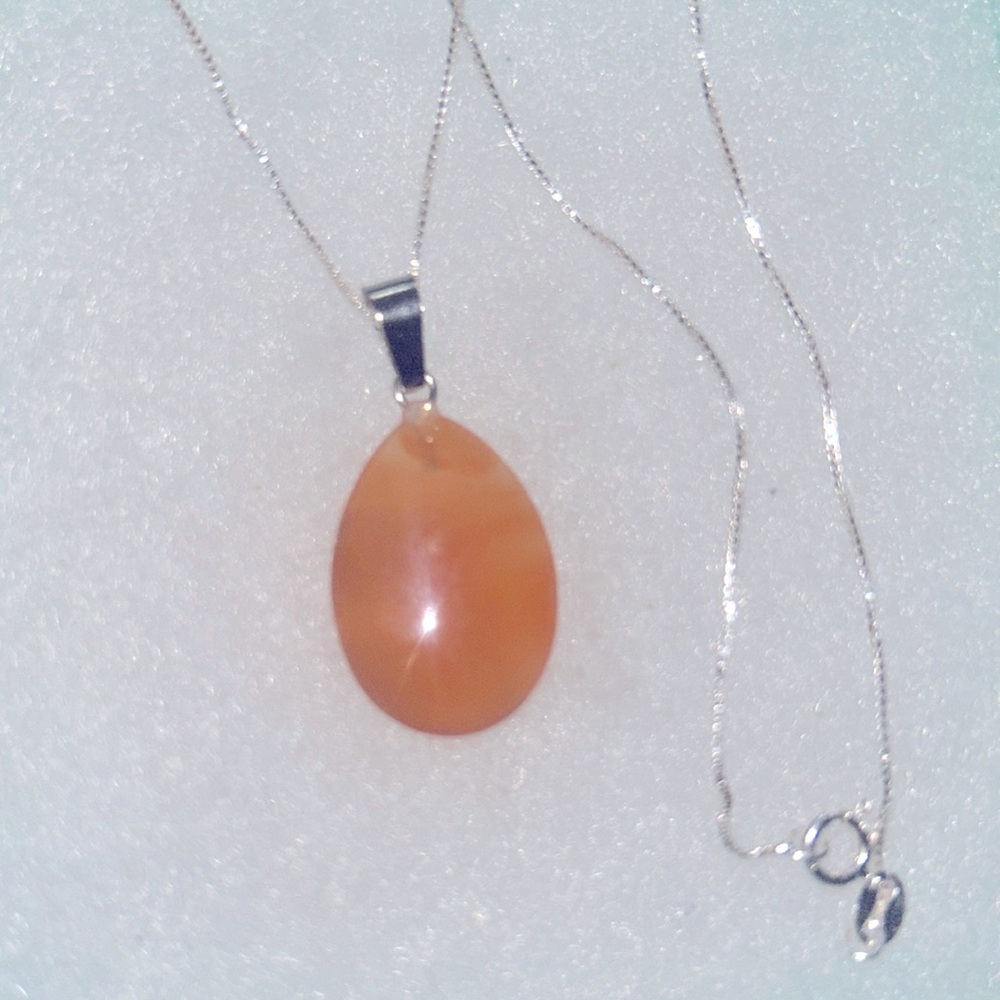 Boho Carnelian Agate Sterling Silver 16” Necklace